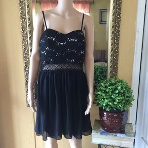 BCX Black Chiffon Knee Length Dress -Size 15(NWT)